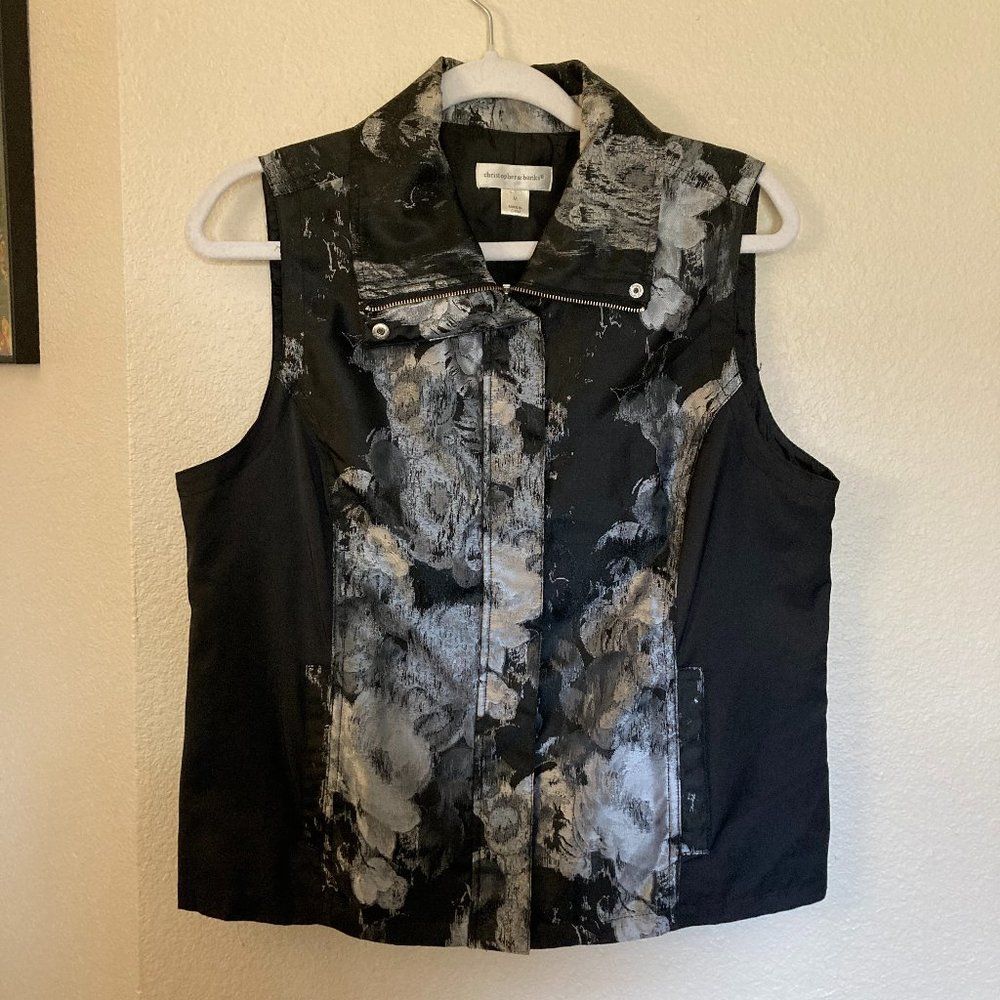 Christopher Banks Metallic Floral Vest Size M